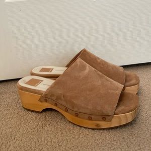 Dolce Vita wooden open toe clogs.